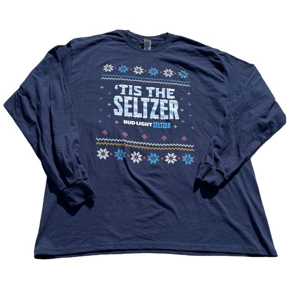 Bud Light Seltzer Ugly Sweater Long Sleeve TShirt Holiday XL Beer Dad Christmas - Picture 8 of 8